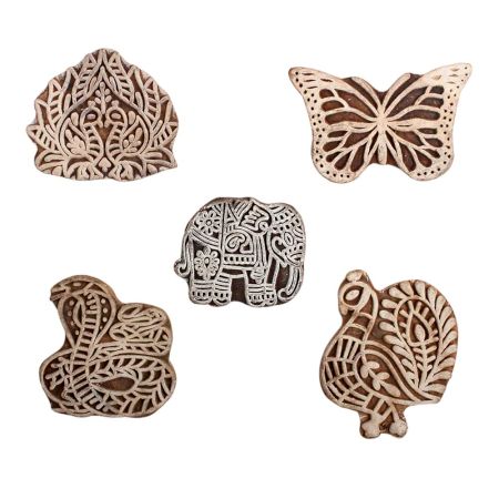 Set of 5 Piece New Mix Wooden Printing Block